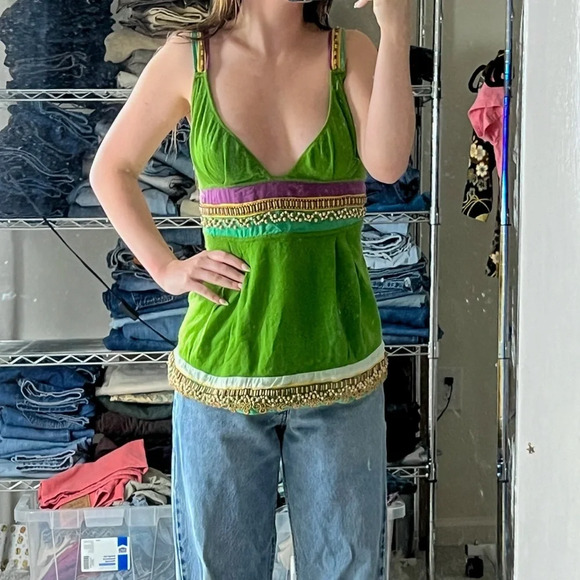 Y2K Beaded Babydoll Knit Tank Top - Picture 7 of 9